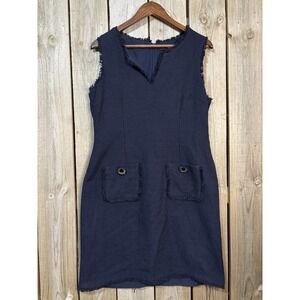 Karl Lagerfeld Paris Navy Tweed Shift Dress Size 12